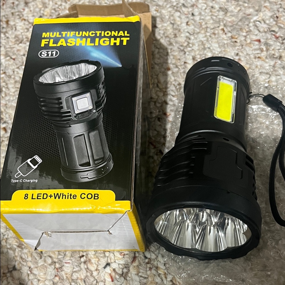 Multifunctional S11 Black LED COB Flashlight